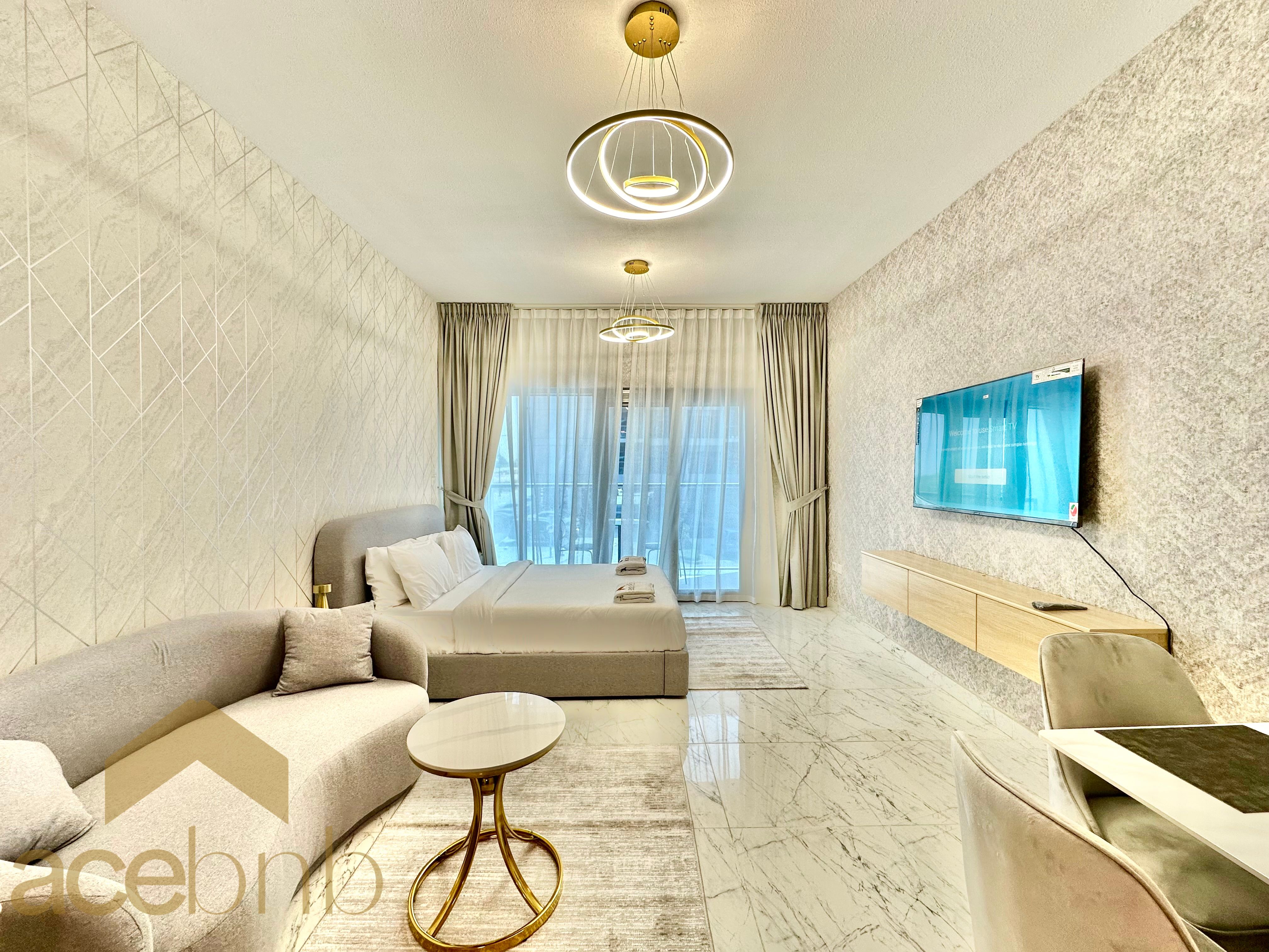 Modern Luxe Studio | Dubai South Living, Bills Included